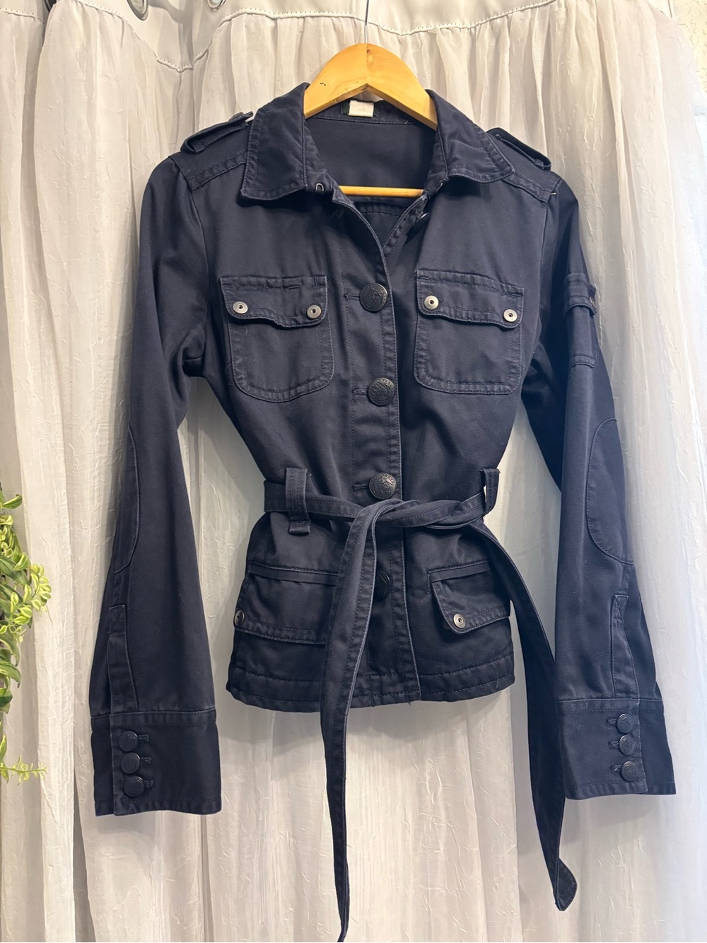 Vintage J Crew Navy Belted Utility Jacket